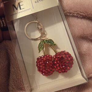 Expressions Sparkling Red Cherry Keychain